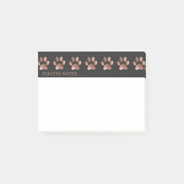Luxurious Rose Gold Paw Print Animal Lover Post-it Notes (Front)