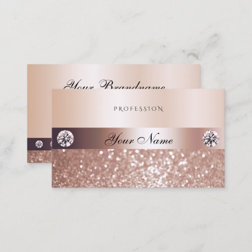 Luxurious Rose Gold Sparkling Glitter and Diamonds Business Card