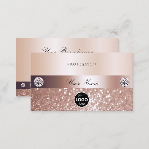 Luxurious Rose Gold Sparkling Glitter with Logo Business Card