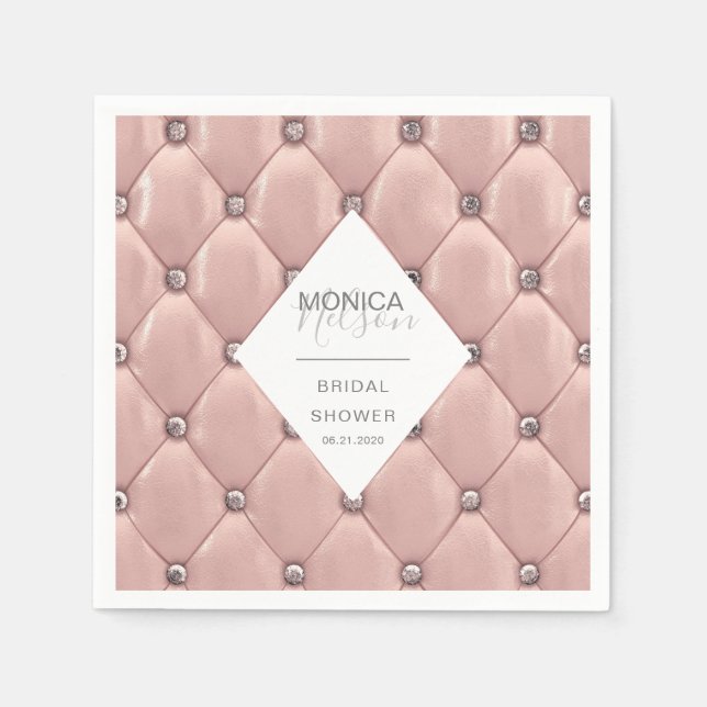 luxurious rose gold tufted bridal shower napkins (Front)
