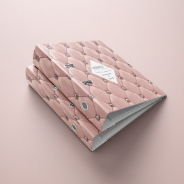 Luxurious Rose Gold Tufted Monogram 3 Ring Binder