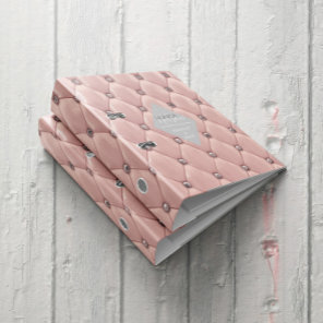 Luxurious Rose Gold Tufted Monogram 3 Ring Binder