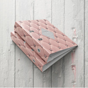 Luxurious Rose Gold Tufted Monogram 3 Ring Binder