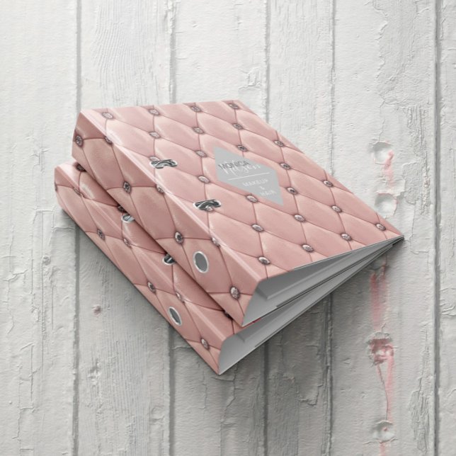 Luxurious Rose Gold Tufted Monogram 3 Ring Binder (Creator Uploaded)