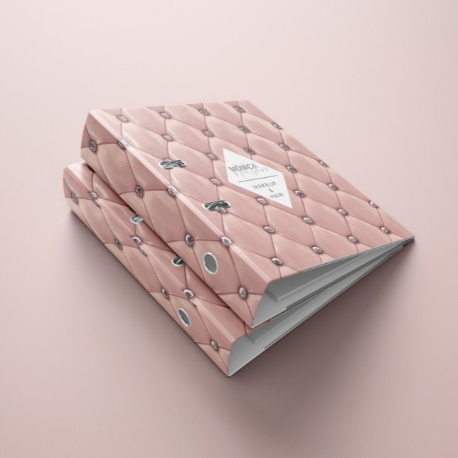 Luxurious Rose Gold Tufted Monogram 3 Ring Binder (Creator Uploaded)