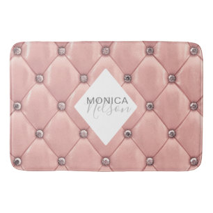 luxurious rose gold tufted monogram bath mat