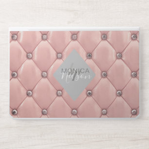 Luxurious rose gold tufted monogram HP laptop skin