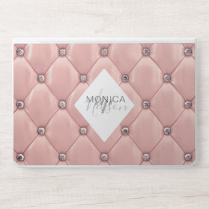Luxurious rose gold tufted monogram HP laptop skin