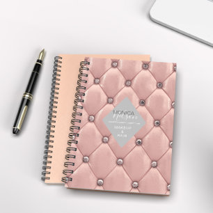 Luxurious Rose Gold Tufted Monogram Notebook
