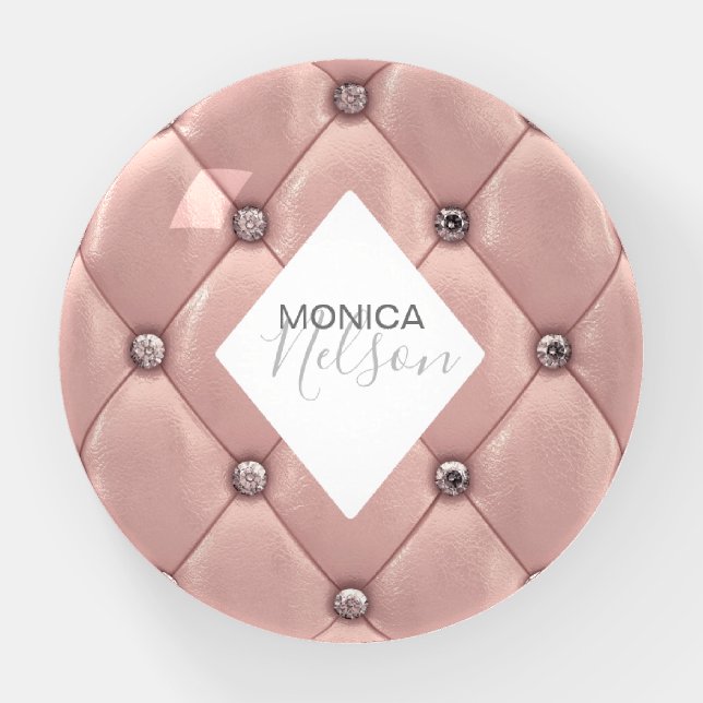 luxurious rose gold tufted monogram paperweight (Front)