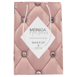 luxurious rose gold tufted monogram product medium gift bag