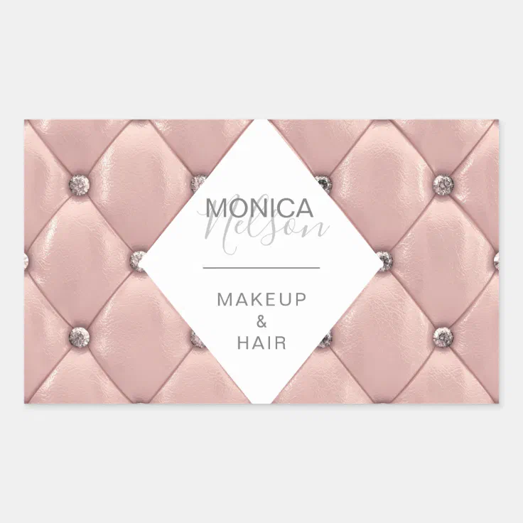 luxurious rose gold tufted monogram rectangular sticker | Zazzle