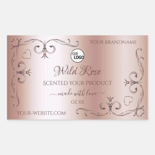 Luxurious Rose Golden Ornate Product Labels Logo