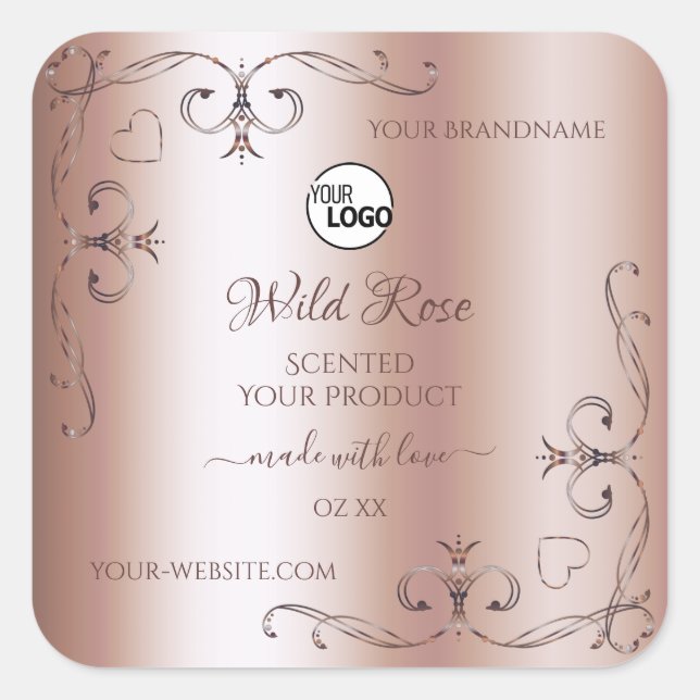 Luxurious Rose Golden Ornate Product Labels Logo (Front)
