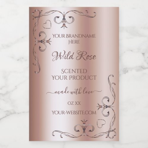 Luxurious Rose Golden Product Label Ornate Corners