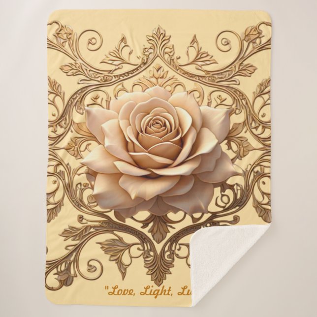 "Luxurious Rose Sparkle" Sherpa Blanket (Front)