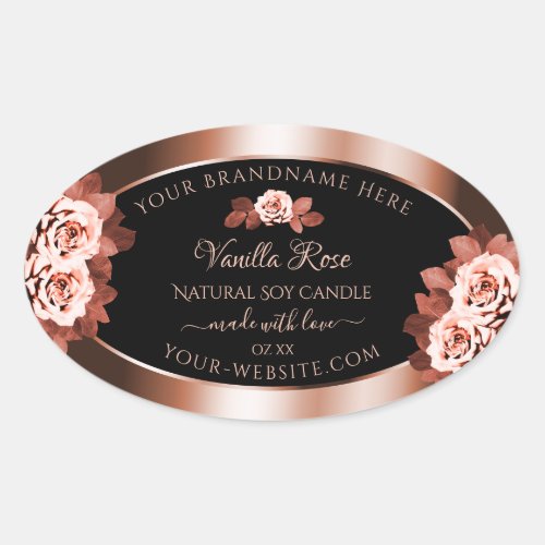 Luxurious Rosegold and Black Product Labels Roses