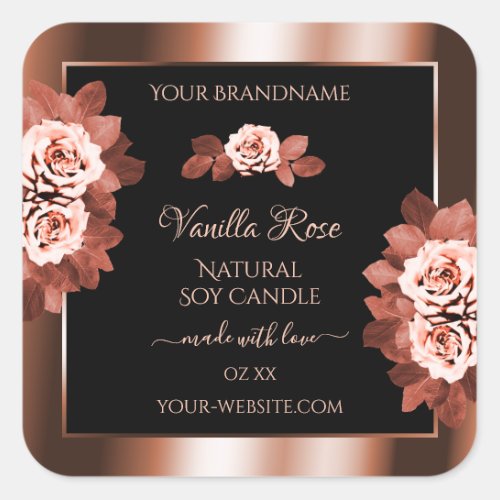 Luxurious Rosegold and Black Product Labels Roses