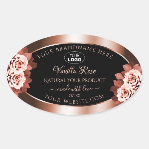 Luxurious Rosegold Black Product Labels Roses Logo