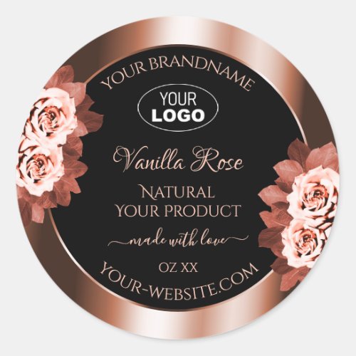 Luxurious Rosegold Black Product Labels Roses Logo
