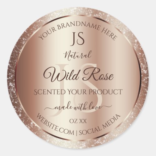 Luxurious Rosegold Glitter Monogram Product Labels