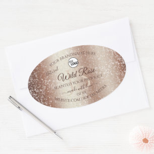 Luxurious Rosegold Glitter Product Labels Add Logo