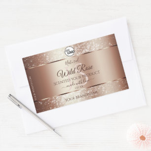 Luxurious Rosegold Glitter Product Labels Add Logo