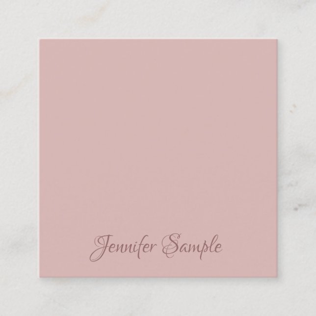 Luxurious Rounded Modern Handwritten Script Elite Square Business Card (Front)