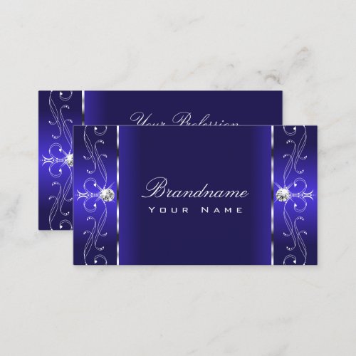Luxurious Royal Blue Squiggled Jewels Ornamental Business Card