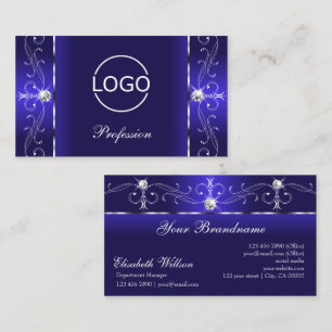 Luxurious Royal Blue Squiggled Jewels with Logo Business Card
