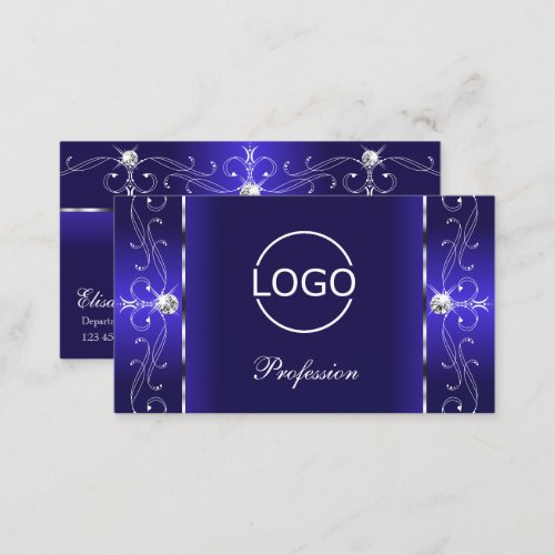 Luxurious Royal Blue Squiggled Jewels with Logo Business Card