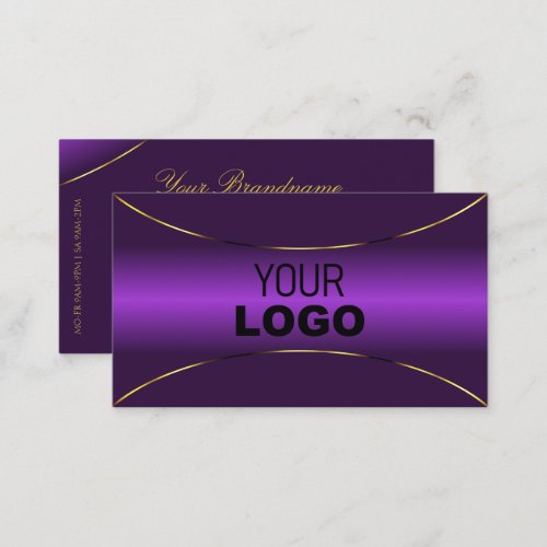 Luxurious Royal Purple with Gold Border and Logo Business Card