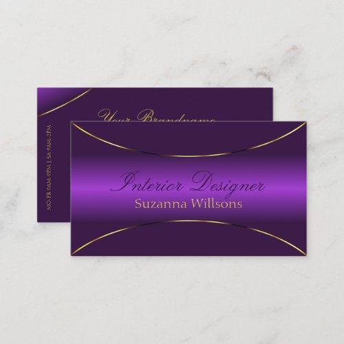 Luxurious Royal Purple with Gold Border Stylish Business Card
