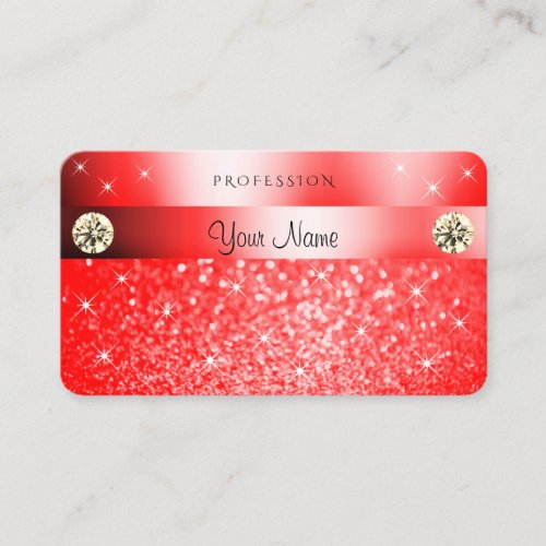Luxurious Ruby Red Glitter Sparkle Stars Diamonds Business Card