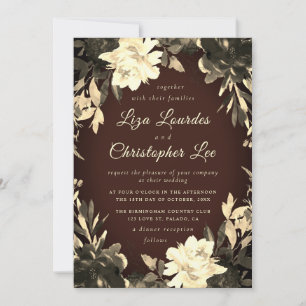 Luxurious Rustic Fall Floral Wedding Invitation