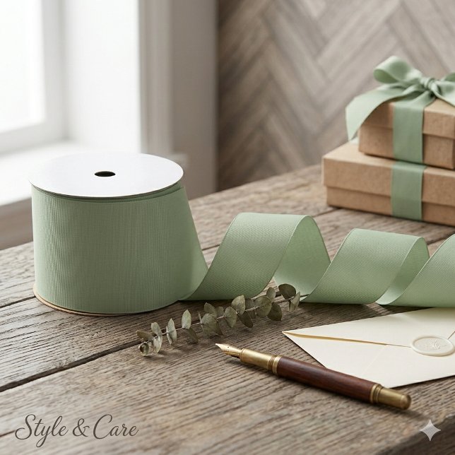 Luxurious Sage Green Grosgrain Ribbon – 3” Width (Luxurious Sage Green Grosgrain Ribbon – 3” Width)