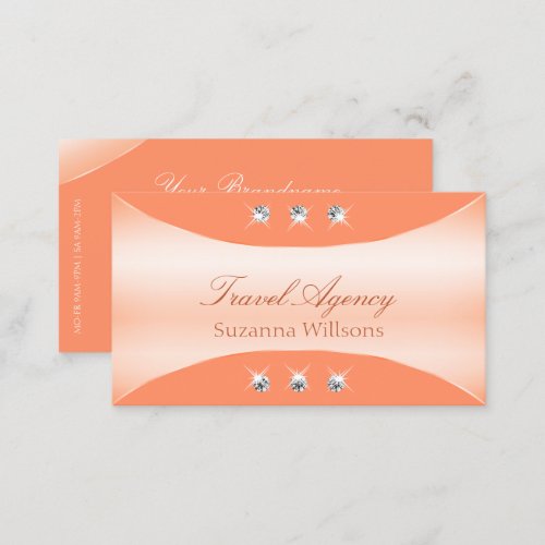 Luxurious Salmon Colors with Sparkling Diamonds Business Card