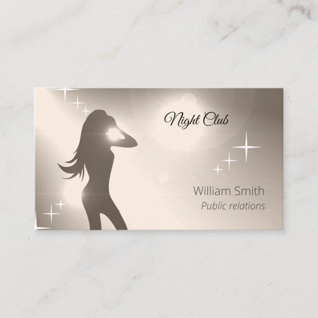 Luxurious Sandy Brilliant Dancing Girl Silhouette Business Card (Front)
