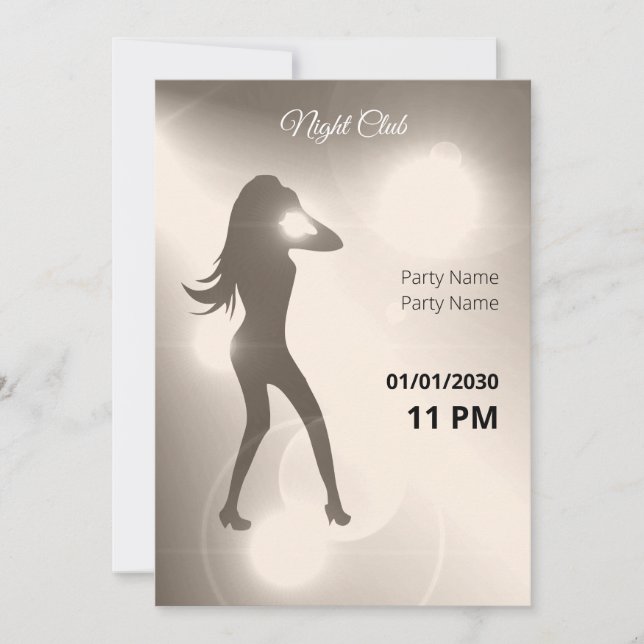 Luxurious Sandy Brilliant Dancing Girl Silhouette Invitation (Front)