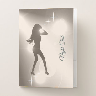 Luxurious Sandy Brilliant Dancing Girl Silhouette Pocket Folder