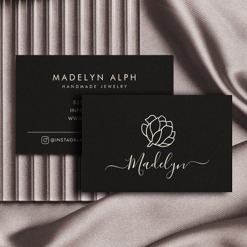 Luxurious Script Logo Black Jewelry Business Card