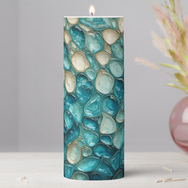 Luxurious Sea Glass  Pillar Candle (In Situ)