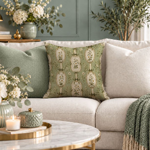 Luxurious Shabby Chic Sage Garden Accent Pillow