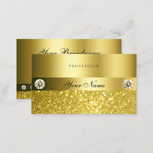 Luxurious Shimmery Glitter Diamonds Luminous Gold Business Card