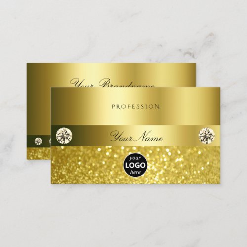 Luxurious Shimmery Glitter with Logo Luminous Gold Business Card
