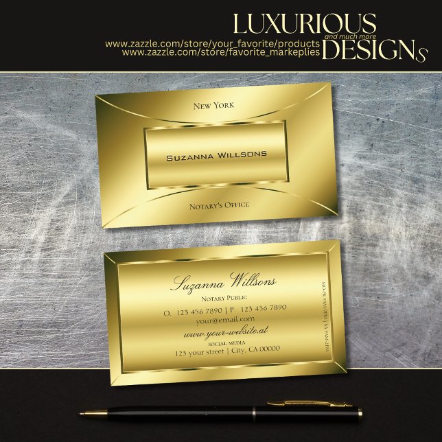 Luxurious Shimmery Gold Chic Decorate Professional Business Card (Creator Uploaded)