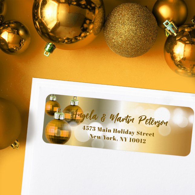 Luxurious Shiny Gold Baubles Metallic Address Label (Creator Uploaded)