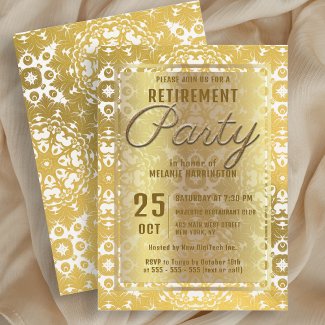Luxurious Shiny Gold Damask Retirement Party