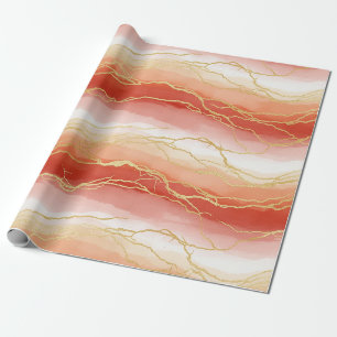 Luxurious Sienna and Taupe Marble with Gold Veins Wrapping Paper