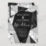 Luxurious Silver Black Glitter Geo Marble Wedding Invitation